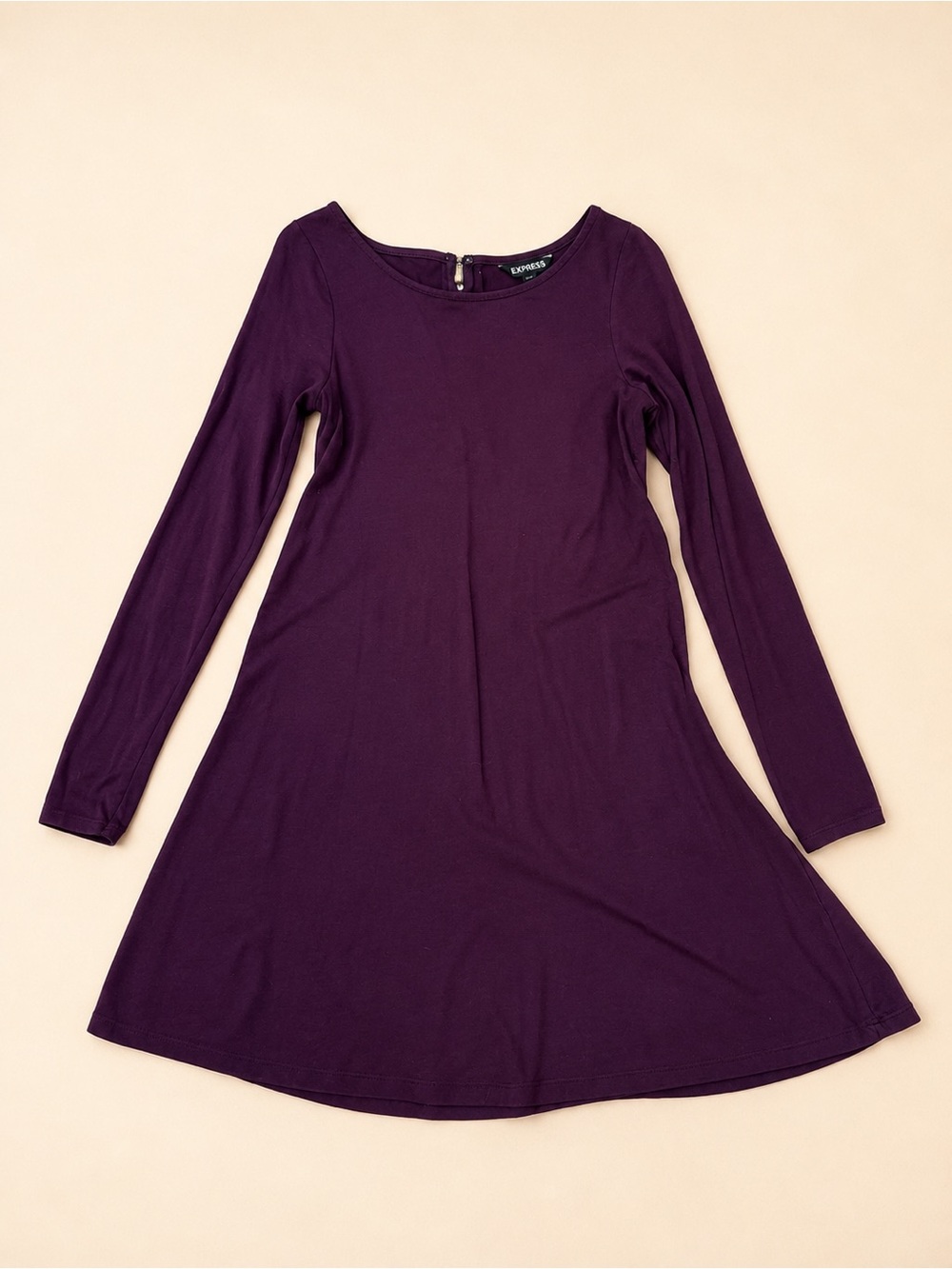 Express Deep Plum Long Sleeve Dress